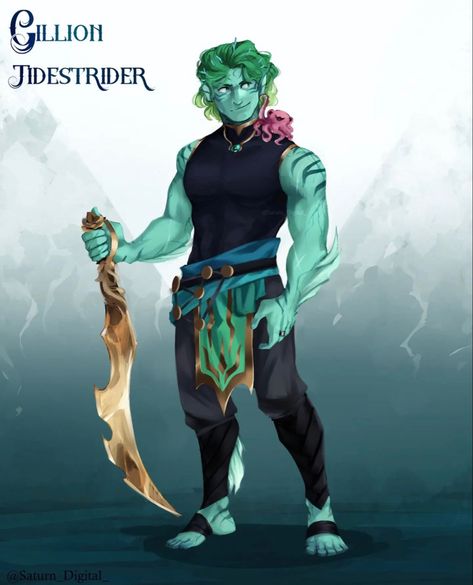 Gillian Tidestrider Fanart, Jrwi Riptide Gillian, Gillion Tidestrider Fanart, Triton Character Art, Triton Character Design, Gillian Tidestrider, Riptide Pirates, Just Roll With It Riptide, Jrwi Fanart