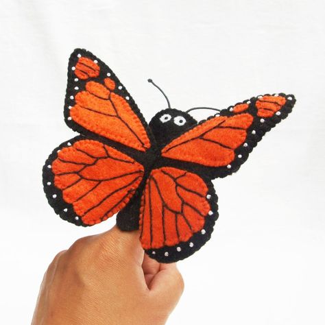 Butterfly monarch butterfly butterfly finger puppet felt | Etsy Butterfly Finger Puppet, Theater Decoration, Butterfly Monarch, Finger Puppet Patterns, Felt Animal Patterns, Felt Finger Puppets, Puppet Patterns, Bug Crafts, Butterfly Ornaments