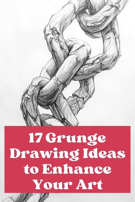 17 Grunge Drawing Methods for Rich Art Best Drawings, Amazing Art Drawings, Detailed Art, Overthinker Art Drawing, Grunge Drawing Ideas, Quick Sketch Ideas, Chain Drawing, Charcoal Sketches, Grunge Portrait