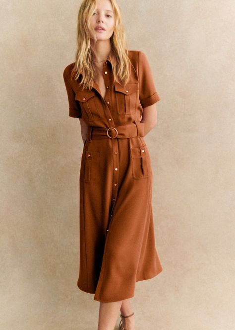 Nautical Inspired Outfit, Spring Capsule, Summer Capsule, Spring Capsule Wardrobe, Belted Shirt Dress, Midi Short Sleeve Dress, Khaki Dress, Midi Shirt Dress, Fashion House