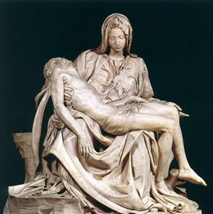 Michelangelo's "The Pieta" combines the Renaissance ideals of classical beauty  with a naturalism. Michelangelo Sculpture, Sacred Music, Michael Angelo, Lorenzo Bernini, Jeanette Macdonald, Istoria Artei, Art Periods, Peter Paul Rubens, Pierre Auguste Renoir