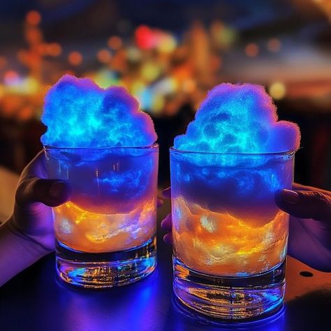 Cloud Drink, Cocktail Decorations, Spiced Fruit, Cotton Candy Clouds, Potion Bottles, Bourbon Cocktails, Chocolate Fruit, Rum Cocktail, Summer Cocktail Recipes