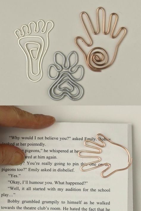 Wire Hand and Paw Bookmarks DIY made during the 10-Day Wire Bookmark Making Challenge. Click image for tutorial. Wire Bookmarks Diy, Wire Crafts For Beginners, Wired Art, Wire Writing, Bookmark Making, Wire Animals, Scrap Crafts, Paperclip Crafts, Wire Bookmarks