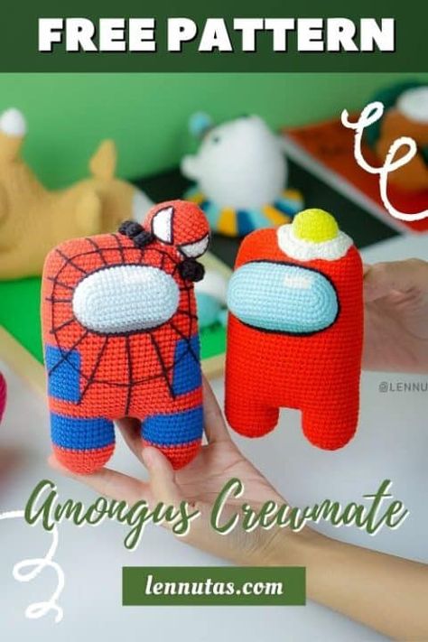 Free Among Us Crochet Pattern Among Us Crochet Pattern, Among Us Crochet, Crochet Monsters, Crochet Patterns Free Beginner, Crochet Cactus, Plushie Patterns, All Free Crochet, Crochet Amigurumi Free Patterns, Beginner Crochet Projects