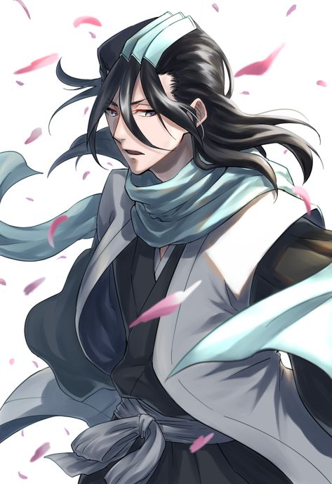 Byakuya Fanart, Bleach Figures, Kuchiki Byakuya, Byakuya Kuchiki, Bleach Fanart, Drawing Cartoon Characters, Good Anime To Watch, Cool Anime Backgrounds, Bleach Art