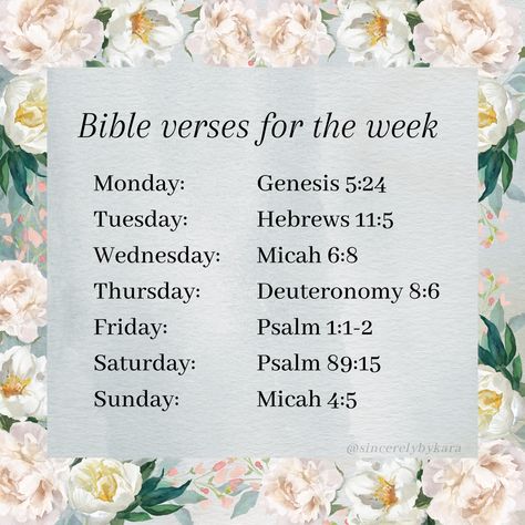 Bible verses for the week 📖 Bible Verse Of The Week, Verse Of The Week, Deuteronomy 8, Walking With God, Psalm 1, Bible Reading, Read Bible, Christian Quotes, Bible Quotes