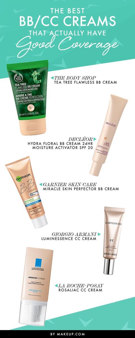 BB and CC creams do more than just even out your skin tone. Learn more about their benefits and shop editor-approved picks. Bb Cream Makeup Look, Teaching Makeup, Makeup Tutorial Korean, Kikay Kit, Best Bb Cream, Korean Bb Cream, Best Cc Cream, Garnier Skin Care, Body Shop Tea Tree