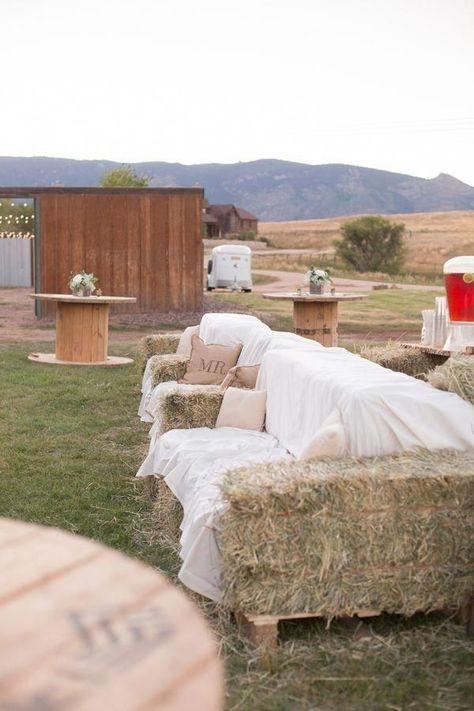 Taking place at the Colorado wedding venue, Wiens Ranch, this stunning western wedding combines rustic romance with western charm. From the bride: The style for our wedding was rustic/true country. I hardest part of making this style work was finding a working ranch that also served as a venue. There are so many beautiful barns for weddings but most are just venues, we really wanted a true working ranch that portrayed the cowboy/cowgirl theme. Finding the Wiens Ranch was a dream come true. Hessian Wedding, Outdoor Country Wedding, Country Western Wedding, Western Themed Wedding, Country Style Wedding, Country Theme Wedding, Cowboy Wedding, Hay Bales, Future Wedding Plans