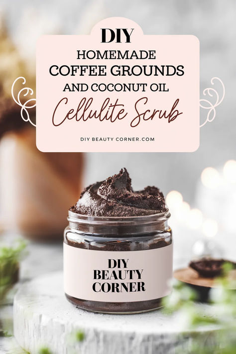 DIY Coffee Grounds & Coconut Oil Cellulite Scrub Recipes With Coffee, Homemade Exfoliating Scrub, Hand Scrub Recipe, Coconut Oil Scrub, Homemade Skincare, Skincare Recipes, Body Scrub Recipe, Diy Body Scrub, Homemade Coffee