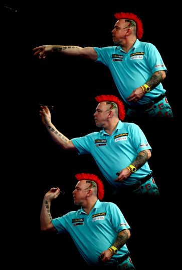 Peter Wright of Scotland in action during his third round match against Dave Chisnall of England on Day Twelve of the 2016 William Hill PDC World Darts Championships at Alexandra Palace in London Dartboard Drawing, Rocket Heater, Dart Tips, Peter Wright, Play Darts, Alexandra Palace, 31 December, Dart Set, Andy Murray