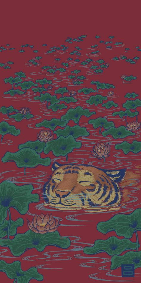 Red Packet - Water Tiger :: Behance Water Tiger, Digital Art Procreate, Tiger Wallpaper, Art Procreate, Red Packet, Tiger Art, Cool Wallpapers Art, Procreate Brushes, Pretty Wallpaper Iphone