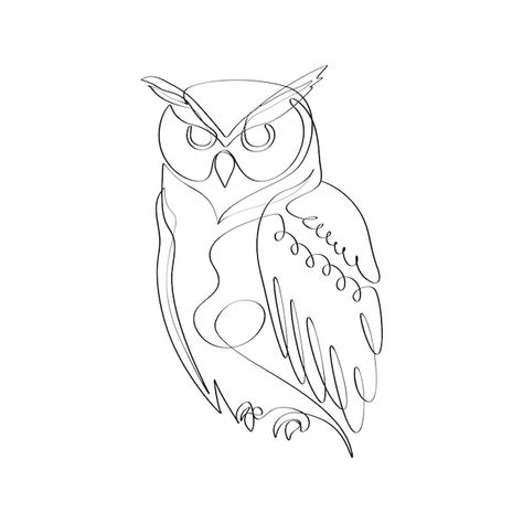 Single Line Owl Tattoo, Continues Line Drawing, Owl Line Drawing, Line Art Owl, Owl Line Art, Simple Owl Tattoo, Owl Icon, Owl Outline, Tattoo Beach