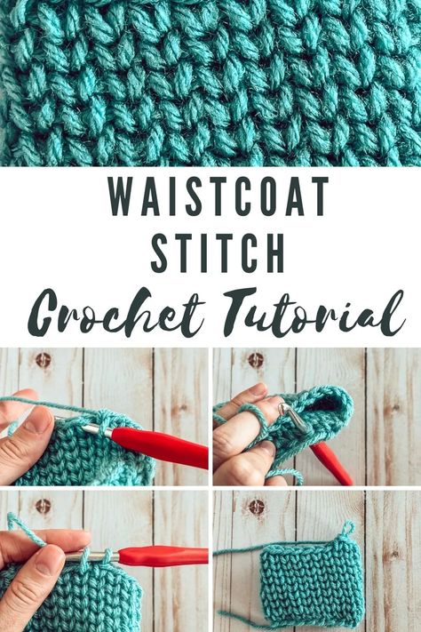 Waistcoat Stitch Tutorial - Easy Modern Crochet Stitch - Tiny Couch Crochet Tiny Crochet Projects, Tiny Couch, Easy Crochet Headbands, Crochet Waistcoat, Crochet Stitches Guide, Crochet Knit Stitches, Easy Crochet Stitches, Stitch Tutorial, Crochet Clutch