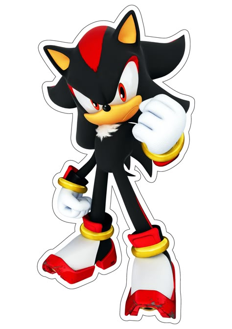 Sonic Stickers Printable, Sonic Cake Topper Printable, Shadow The Hedgehog Cake, Sonic The Hedgehog Running, Shadow From Sonic, Topper Sonic, Sonic Png, Shadow Png, Shadow Sticker