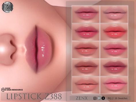 [ ZENX] LIPSTICK Z388 +HQ Club Birthday Party, Club Birthday, Sims 4 Cc Eyes, Sims 4 Tsr, Sims 4 Cas Mods, The Sims 4 Skin, Makeup Cc, Sims Packs, Pelo Sims