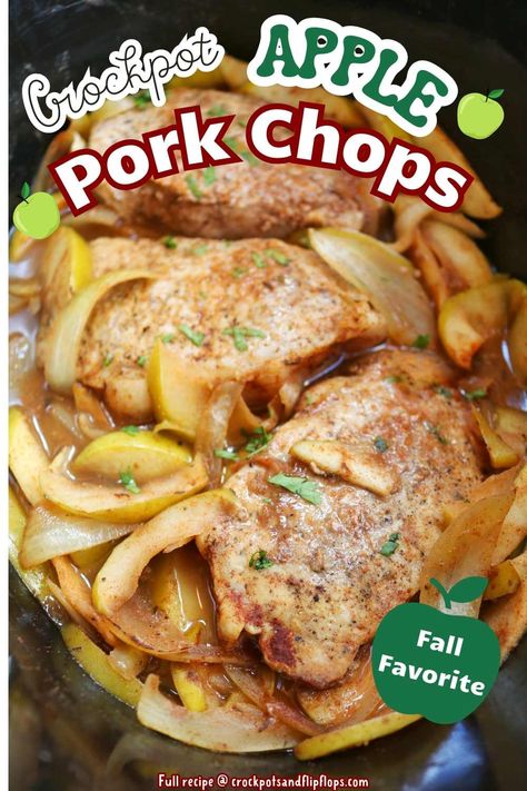 Apple Pork Chops Crockpot, Pork Chops In The Crockpot, Cider Pork Chops, Pork Chops And Applesauce, Pork Chops With Apples, Pork Crockpot Recipes, Pork Chop Recipes Crockpot, Pork Chop Recipe, Apple Pork