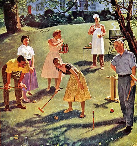 1950s Garden Party, Croquet Party, Beer Ad, 1950s Style, Illustration Vintage, Photo Vintage, Vintage Life, 2024 Vision, Party Party