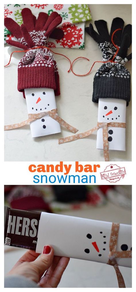 Snowman Candy Bars With Gloves, Chocolate Bar Snowman Socks, Winter Gloves Party Favor, Snowman Wrapped Candy Bars, Candy Snowman Craft, Snowman Hershey Bar Wrapper Printable, Glove Snowman Craft, Hershey Bar Snowman With Gloves, Easy Classroom Gifts For Kids