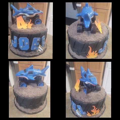 Megalodon Monster Truck Birthday Cake, Megalodon Monster Truck Cake, Megladon Monster Truck Cake, Megladon Monster Truck, Monster Truck Birthday Cake, Truck Birthday Cake, Birthday Monster Truck, Truck Birthday Cakes, Monster Truck Cake