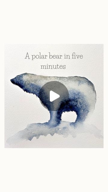 Watercolour Polar Bear, Polar Bear Watercolor Paintings, Polar Bear Painting Easy, Watercolor Penguin Tutorial, Watercolor Polar Bear, Bear Illustration Art, Polar Bear Watercolor, Polar Bear Painting, Watercolour Bear