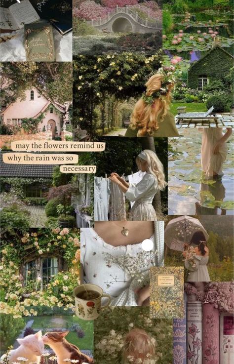 Cottage Core Aesthetic Collage, Spring Cottagecore Aesthetic, Cottage Core Lockscreen, Cottage Wallpaper Aesthetic, Cottagecore Collage Wallpaper, Aesthetic Wallpaper Cottage, Cottage Core Phone Wallpaper, Cottage Core Branding, Cottage Core Wallpapers