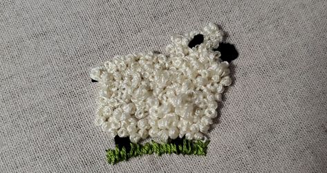 Freehand sheep with grass Grass Embroidery, Sheep Embroidery French Knots, Lamb Embroidery, Sheep Embroidery, Embroidered Sheep, Embroidered Sheep Hand Embroidery, Cotton Wool Sheep, Counting Sheep, Hand Embroidered