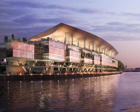 Populous and Fulham FC reveal first rendering of proposed Riverside Stand development Riverside Building Architecture, Sports Complex Design, Riverside Architecture, Restaurant Design Concepts, Riverside Market, Stadium Architecture, Fulham Fc, Stadium Design, Barcelona Hotels