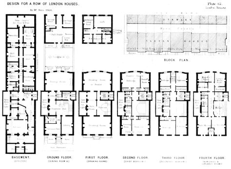 victorian Floor Plans | Victorian London - Houses and Housing - Housing of the Middle Classes ... Ashcombe House, Townhouse Development, Victorian Floor Plans, Georgian House Plans, House Plans Uk, Georgian London, Regency Architecture, Georgian Houses, Historical Houses