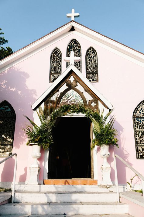 Pink Church, Harbour Island Bahamas, Bahamas Wedding, Bamboo Lantern, Beachside Wedding, Anglican Church, Harbour Island, Caribbean Wedding, House On The Rock