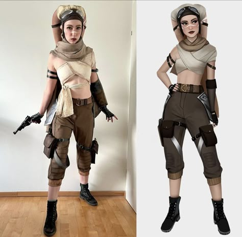 Smuggler Oc Star Wars, Twilek Jedi Female, Twilek Makeup, Twi'lek Lekku Diy, Starwars Inspo Outfits, Jedi Inspired Outfit Female, Twi’lek Cosplay, Casual Star Wars Outfit, Star Wars Casual Outfit