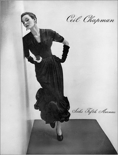 1959 Fashion, Ceil Chapman, Vintage Fashion Sketches, Old Dresses, Fashion Campaigns, Evening Formal, 1940s Fashion, Harper's Bazaar, 50s Fashion