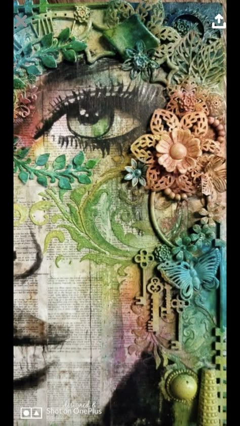 Ephemera Art Mixed Media, Steam Punk Mixed Media Art, Multi Media Painting Ideas, Mixed Media Drawing Ideas, Mixed Media Faces Ideas, Multi Media Art Ideas Collage, Mixed Media Artwork Ideas, Multi Media Portraits, Multi Media Collage Art