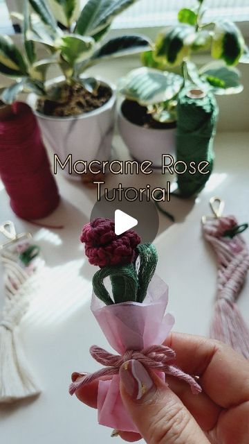 Macrame Valentines Day, Macrame Rose, Macrame Flowers, Easy Macrame, Small Macrame, Rose Tutorial, Stay Tune, Simple Rose, Small Products