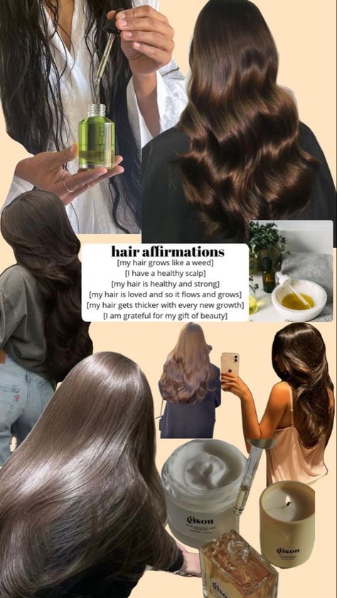 Hair Advice Tips, Affirmation For Healthy Hair, Healthy Hair Aesthetic, Long Hair Quotes, Manifesting Lifestyle, Thicker Healthier Hair, Hair Motivation, Long Shiny Hair, Slow Lifestyle