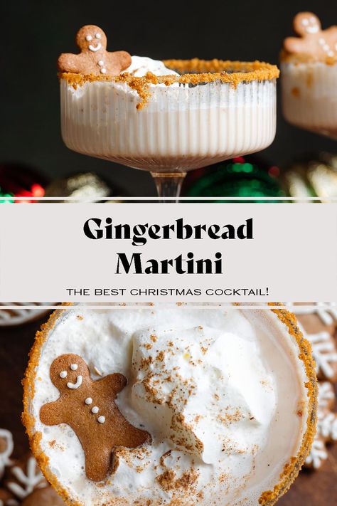 Gingerbread Martini Gingerbread Martini Recipe, Christmas Martinis, Gingerbread Martini, Xmas Cocktails, Best Christmas Cocktails, Baileys Cocktails, Christmas Martini, Gingerbread Syrup, Espresso Martini Recipe