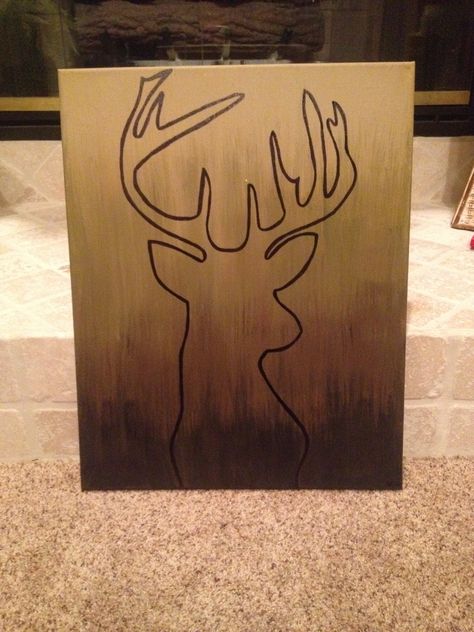 Camo color ombré canvas I made for the boyfriend! Western Painting Canvas, Boyfriend Canvas, Boyfriend Painting, Hunting Painting, For The Boyfriend, Outfits With Black Leggings, Cooler Painting, Deer Painting, Western Paintings