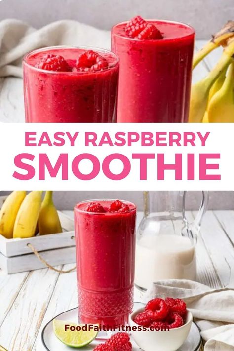 Made with frozen raspberries, banana, and almond milk, it's a creamy and satisfying drink that's perfect for a quick snack or breakfast on the go. Raspberry Smoothie Recipes, Oatmeal Flavors, Blueberry Smoothie Recipe, Refreshing Breakfast, Sweet Smoothies, Summer Smoothies, Raspberry Smoothie, Refreshing Drinks Recipes, Easy Smoothies