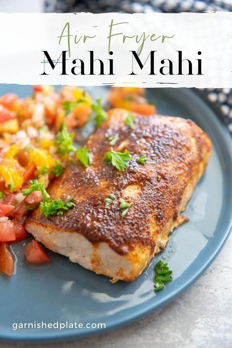 Air Fryer Mahi Mahi, Cooking Mahi Mahi, Mahi Mahi Fish, Air Fryer Easy, Mahi Fish, Plate Recipes, Air Fry Recipes, Healthiest Seafood, Air Fryer Recipes Chicken