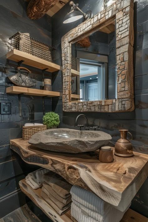 29 Boho Bathroom Ideas for a Relaxing and Stylish Sanctuary 11 Treehouse Design, Earthy Bathroom, Tranquil Bathroom, Boho Bathroom Ideas, Rustic Farmhouse Bathroom, Farmhouse Bathroom Design, Bathroom Vanity Designs, Rustic Bathroom Vanities, Cabin Bathrooms