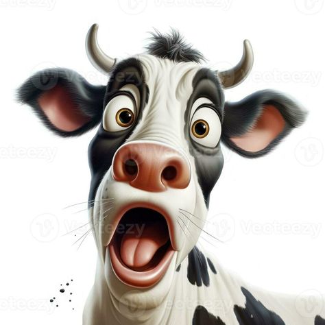 Surprised Cartoon Cow on White Background AI Generated Cow Face, Cartoon Cow, Colouring Pics, Cityscape Photos, Logo Banners, Nature Backgrounds, Free Vectors, Heart With Arrow, Water Colour