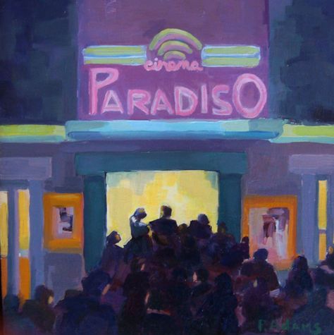 Night Out (Cinema Paradiso) by Phyllis Dobbyn Adams Cinema Painting, Explore City, Art Study, Movie Shots, Design Posters, Urban Life, Art Studies, Movie Art, Cool Posters