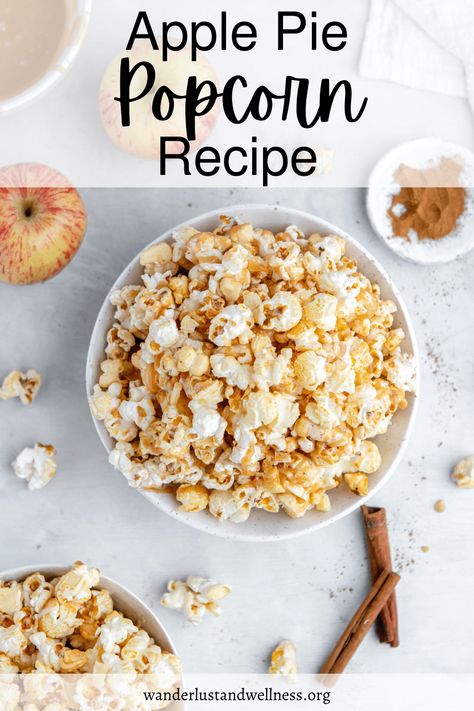 Caramel Apple Pie Popcorn, Caramel Apple Popcorn Recipes, Apple Pie Popcorn, Fall Finger Foods, Tv Snacks, Caramel Apple Popcorn, Apple Pie Pops, Candy Homemade, Tv Snack