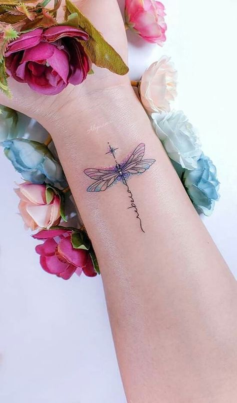 Dragonfly Wrist Tattoo Ideas, Dragonfly Tattoo Designs For Women, Dragonfly Wrist Tattoo, Dragonfly Tatoos, Dragonfly Tattoo Ideas, Dragonfly Tattoos, Small Dragonfly Tattoo, Dragonfly Tattoo Design, Cross Tattoos For Women