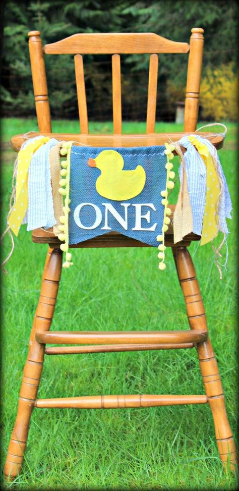 Rubber duck birthday banner, 1st birthday, highchair banner, decor, smash cake, yellow & navy, baby duck, child birthday, photo prop Rubber Duck Decorations, Ducky First Birthday Party, Ducky Themed Birthday Party, Yellow Duck Birthday Party, Rubber Ducky Youre The One Birthday, Rubber Duck Smash Cake, Rubber Duck 1st Birthday Party, Rubber Ducky First Birthday Party, Duck 1st Birthday Boy