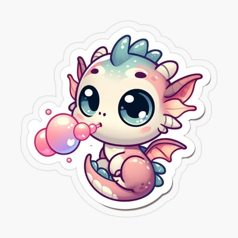 Get my art printed on awesome products. Support me at Redbubble #RBandME: https://www.redbubble.com/i/sticker/Bubble-Blowing-Dragon-by-StikPal/160225274.O9UDB?asc=u Bubble Blowing, Dragon Sticker, Trends 2025, Character Stickers, Style Character, Blowing Bubbles, Kawaii Style, Dragon Scale, Little Tattoos