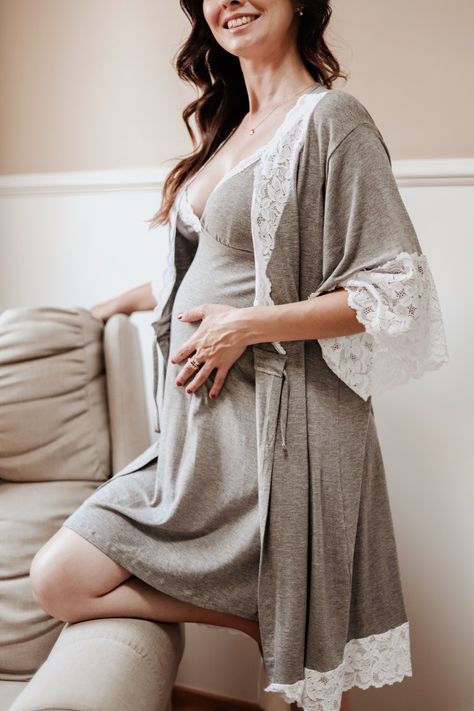 Pregnant Pajamas Aesthetic, Pregnant Sleepwear, Maternity Nightgown, Maternity Nightwear, Night Wear Dress, Pajamas Aesthetic, Cute Pregnancy Pictures, Maternity Work Clothes, Maternity Photography Poses Pregnancy Pics