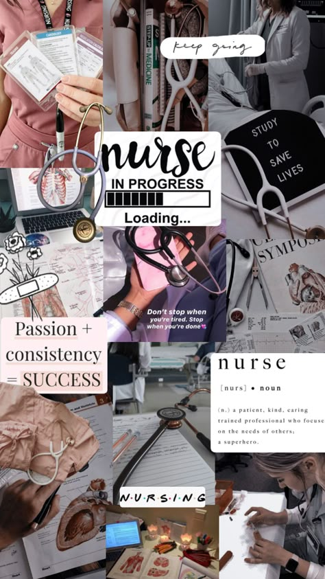 Student Nurse Aesthetic Quotes, Nurses Vision Board, Nursing Collage Wallpaper, Nurse Backgrounds Wallpaper, Nurse Collage Wallpaper, Wallpaper Backgrounds Nursing, Nursing Student Wallpaper Aesthetic, Future Nurse Vision Board, Nurse Background Aesthetic