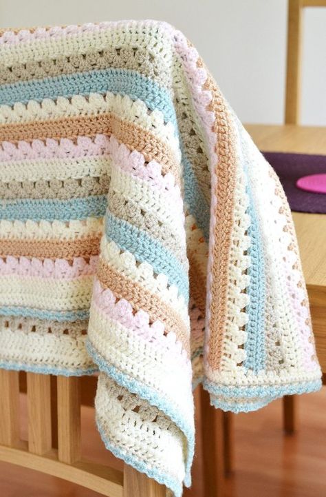 Neutral Baby Blankets, Stripe Blanket, Blanket Afghan, Striped Baby Blanket, Crocheted Blanket, Crochet Blanket Afghan, Striped Blankets, Crochet Patterns Free Blanket, Crochet Baby Blanket