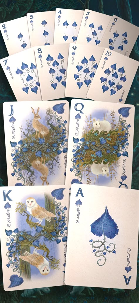 Fancy Deck Of Cards, Floral Playing Cards, Creative Playing Cards Design, Deck Of Card Painting Ideas Aesthetic, Cute Deck Of Cards, Art On Playing Cards, Playing Card Deck Design, Customized Playing Cards, Handmade Playing Cards