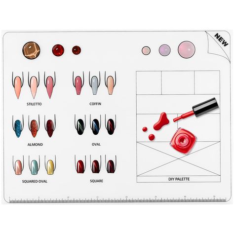 PRICES MAY VARY. Acrylic Nail Training Mat: Great for nail design testing and decal creation, easily meet your different needs. Acrylic Nail Mat: The silicone mat is large enough to give you plenty of working space. Simplifies nail art and make it accessible to everybody. Nail Art Stamping Mat: The practice area in the middle of the training mat features multiple nail shapes and sizes to continue improving your skills as an acrylic nail artist. for personal nail stamping, practice. Nail Manicure Nail Practice Sheet, Nail Art Practice Sheet, Printable Nail Art Practice Sheet, Printable Nail Art, Matted Nails, Nail Art Practice, White Punk, Dappen Dishes, Nail Practice